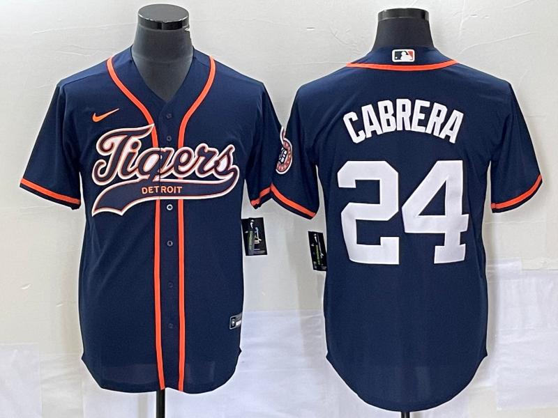 Men’s Detroit Tigers Miguel Cabrera #24 Navy Jersey Joint Edition