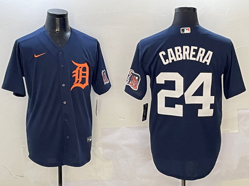 Men’s Detroit Tigers Miguel Cabrera #24 Navy Limited Jersey