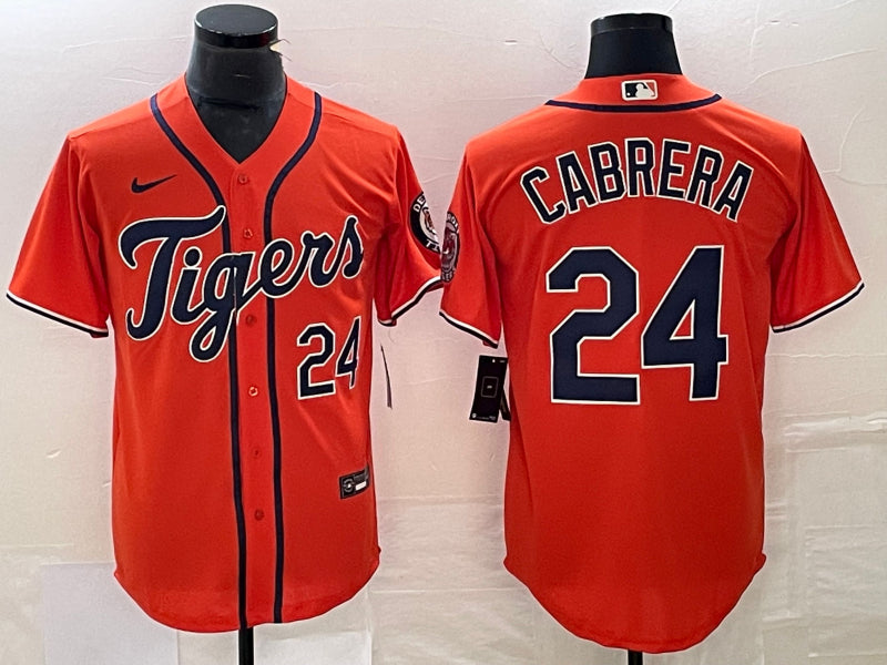 Men’s Detroit Tigers Miguel Cabrera #24 Orange Baseball Jersey