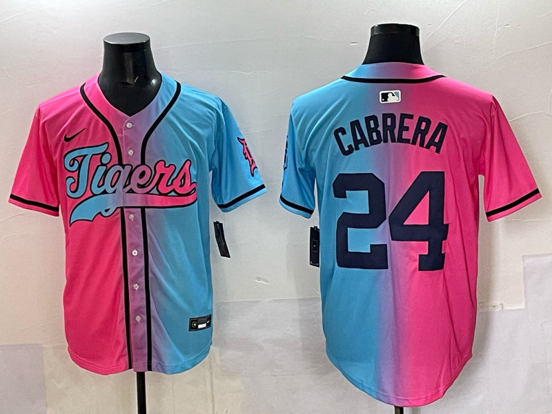 Men’s Detroit Tigers Miguel Cabrera #24 Pink/Blue Jersey