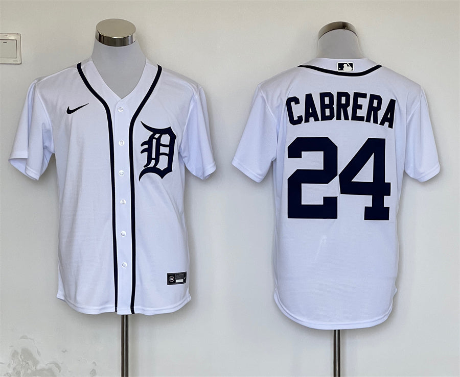 Men’s Detroit Tigers Miguel Cabrera #24 White Baseball Jersey