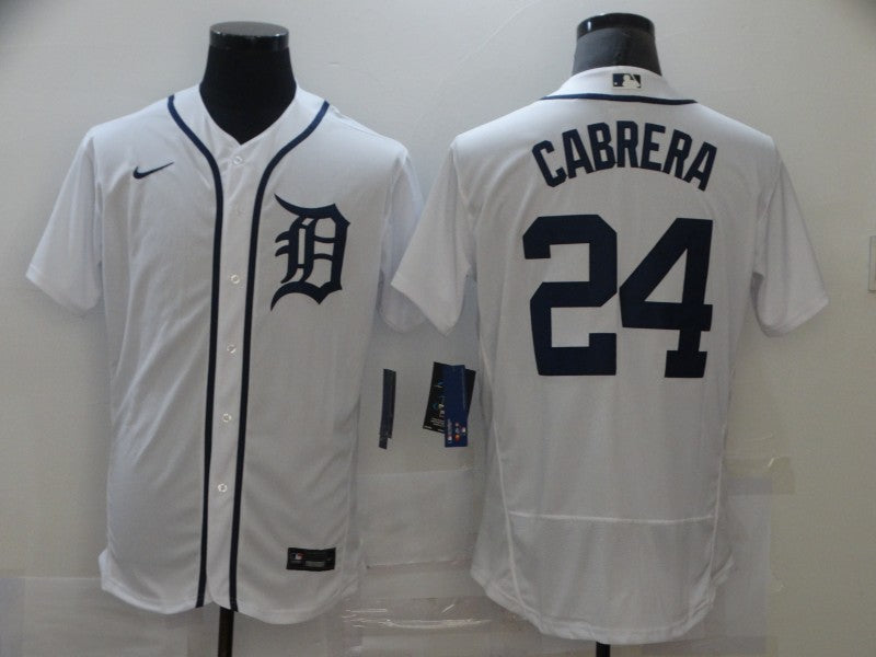 Men’s Detroit Tigers Miguel Cabrera #24 White Baseball Jersey