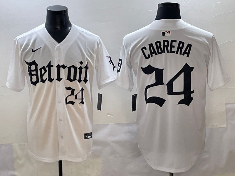 Men’s Detroit Tigers Miguel Cabrera #24 White Jersey
