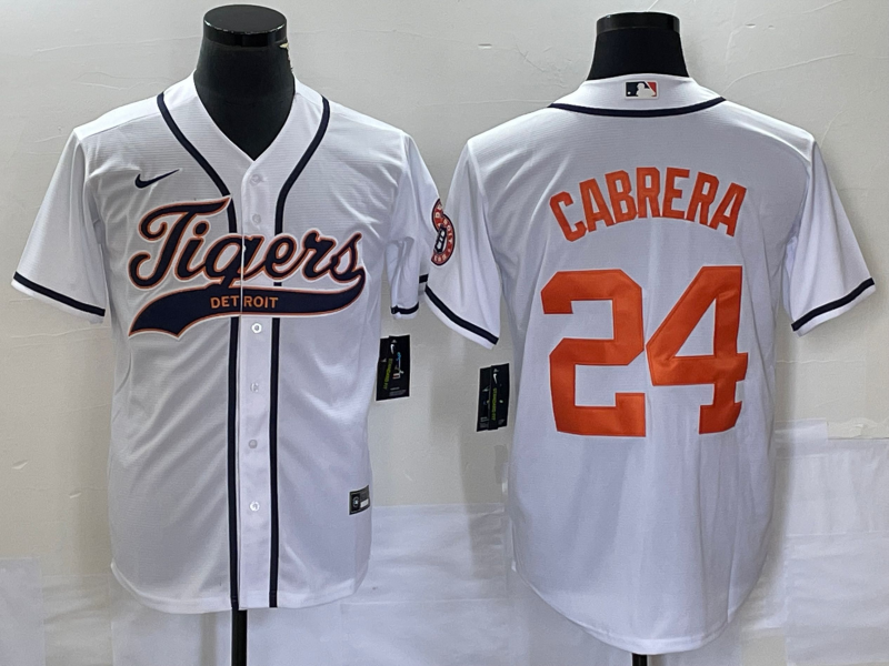 Men’s Detroit Tigers Miguel Cabrera #24 White Jersey Joint Edition