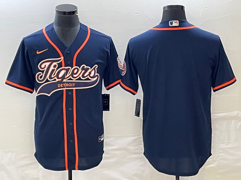 Men’s Detroit Tigers Navy Blank Jersey Joint Edition