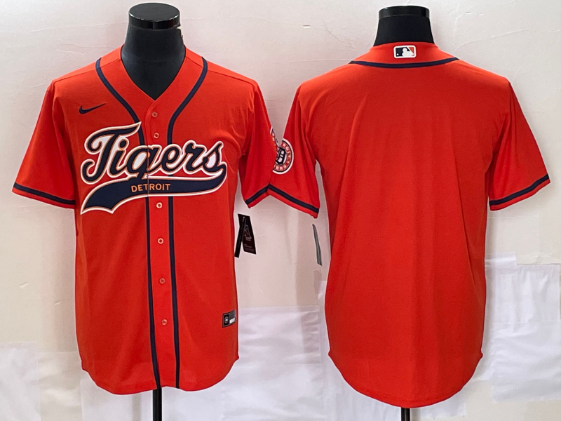 Men’s Detroit Tigers Orange Blank Jersey Joint Edition