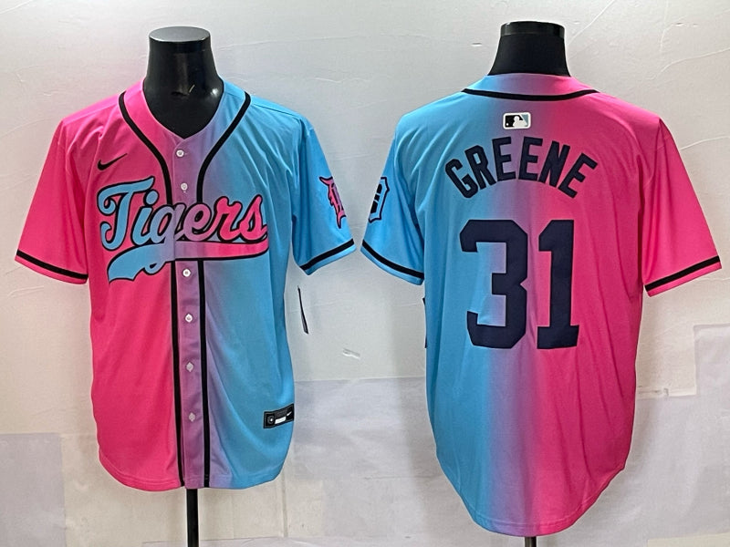 Men’s Detroit Tigers Riley Greene #31 Pink/Blue Jersey