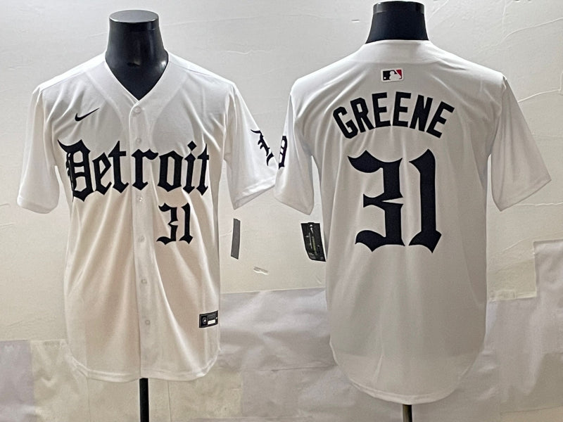Men’s Detroit Tigers Riley Greene #31 White Jersey