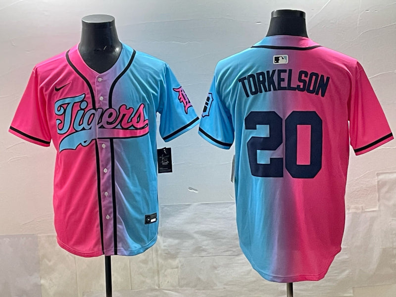 Men’s Detroit Tigers Spencer Torkelson #20 Pink/Blue Jersey