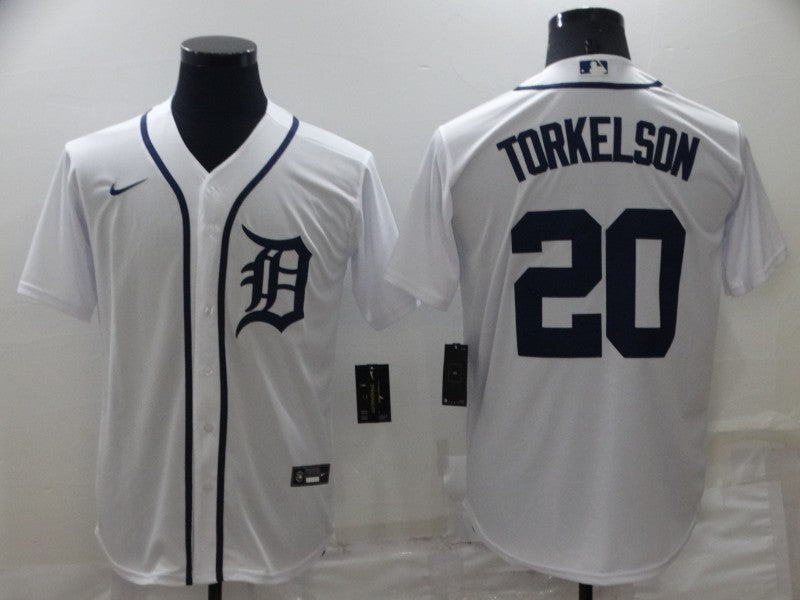 Men’s Detroit Tigers Spencer Torkelson #20 White Baseball Jersey