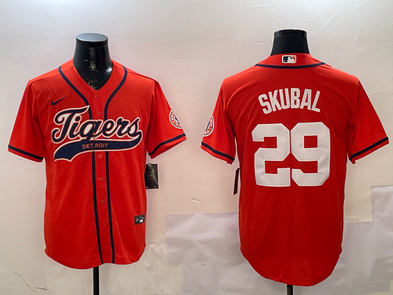 Men’s Detroit Tigers Tarik Skubal #29 Orange Jersey