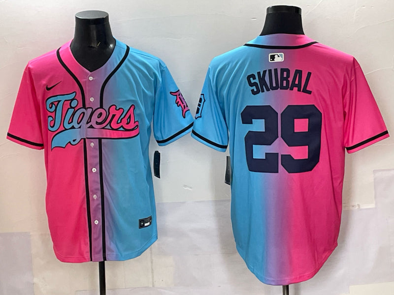 Men’s Detroit Tigers Tarik Skubal #29 Pink/Blue Jersey
