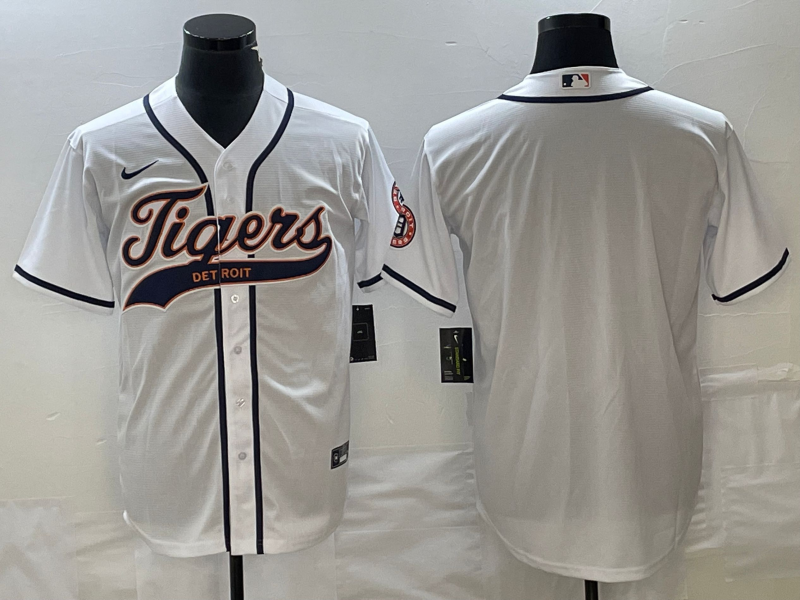 Men’s Detroit Tigers White Blank Jersey Joint Edition
