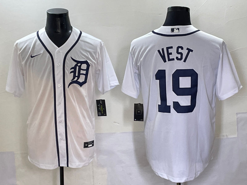 Men’s Detroit Tigers Will Vest #19 White Home Jersey