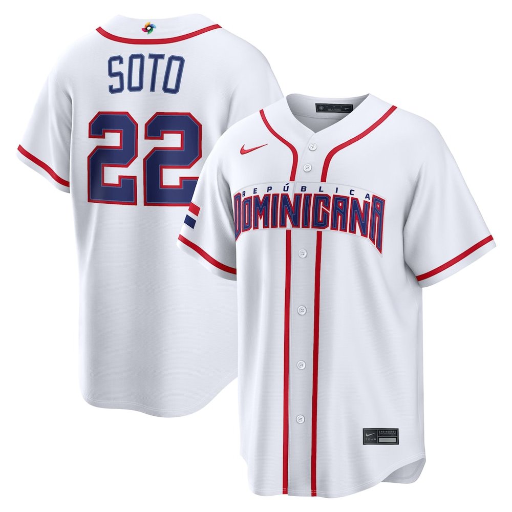 Men’s Dominican Republic Baseball #22 Juan Soto White 2026 World Baseball Classic Home Stadium Jersey