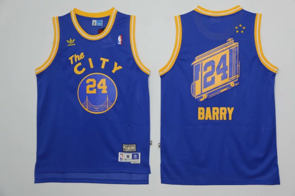 Men’s Golden State Warriors #24 Rick Barry Throwback Swingman Blue Jersey
