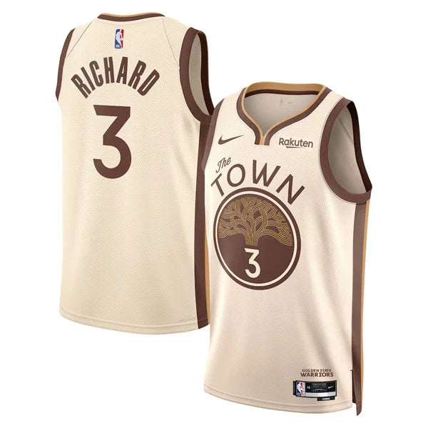 Mens Golden State Warriors #3 Will Richard 2025-26 Tan City Edition Swingman Jersey