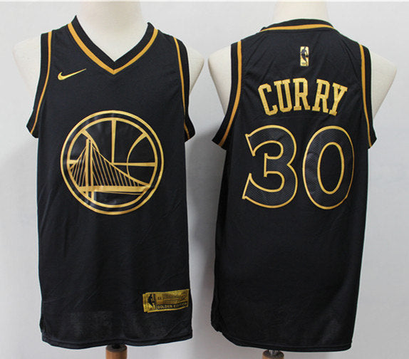 Men’s Golden State Warriors #30 Stephen Curry Nike Black Gold Edition Jersey