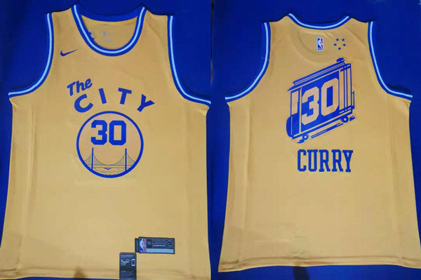 Men’s Golden State Warriors #30 Stephen Curry Nike Gold The City Classic Edition Swingman Jersey