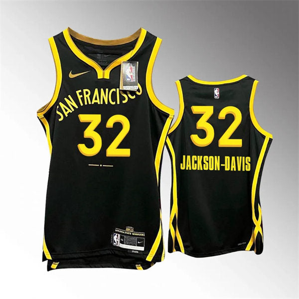 Mens Golden State Warriors #32 Trayce Jackson-Davis 2023-24 Black City Edition Player Jersey