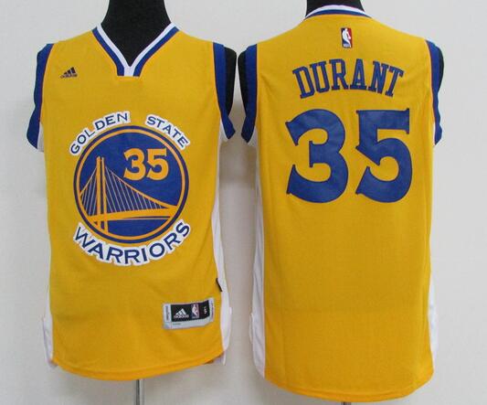 Men’s Golden State Warriors #35 Kevin Durant Yellow Revolution 30 Swingman Basketball Jersey