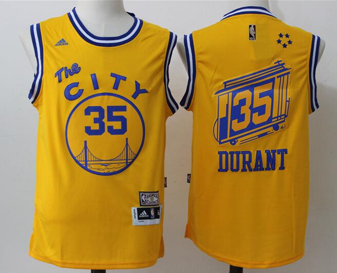 Men’s Golden State Warriors #35 Kevin Durant Yellow The City Revolution 30 Swingman Basketball Jersey