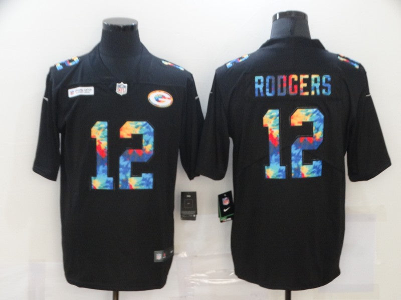 Men’s Green Bay Packers #12 Aaron Rodgers Black Jersey