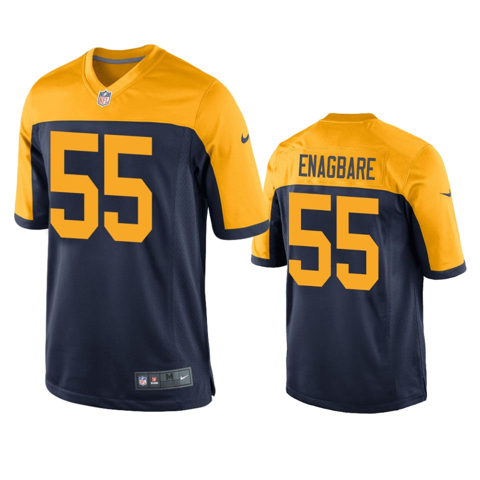 Mens Green Bay Packers #55 Kingsley Enagbare Nike Navy Gold Throwback Limited Jersey