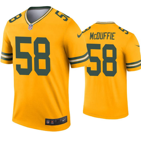 Mens Green Bay Packers #58 Isaiah McDuffie Nike Gold Inverted Limited Jersey