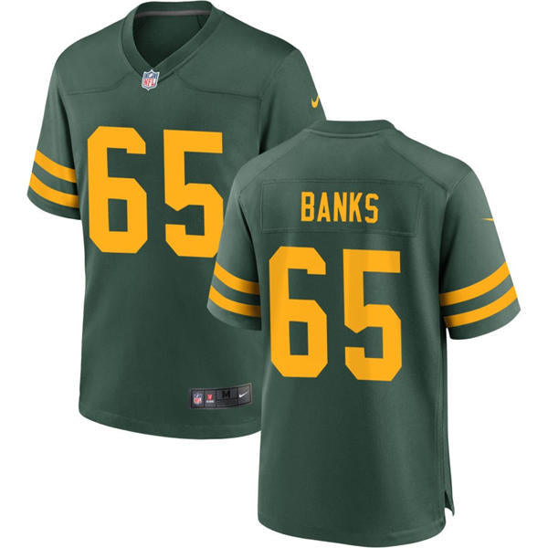 Mens Green Bay Packers #65 Aaron Banks Nike Green Alternate Retro 1950s Throwback Limited Jersey