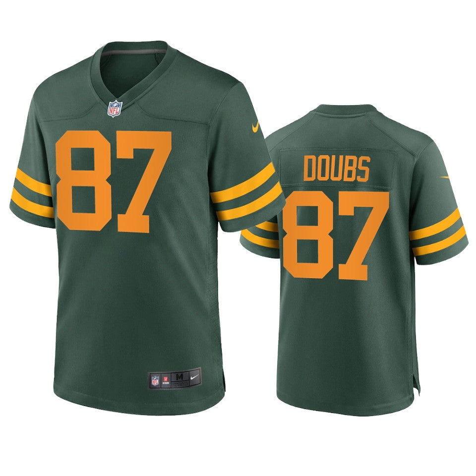 Mens Green Bay Packers #87 Romeo Doubs 2021 Green Alternate Retro Throwback Jersey