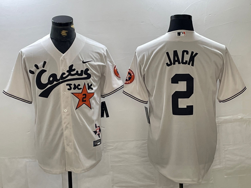 Men’s Houston Astros #2 White Limited Jersey Joint Edition