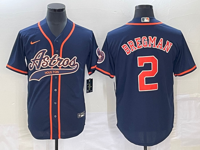 Men’s Houston Astros Alex Bregman #2 Navy Jersey Joint Edition