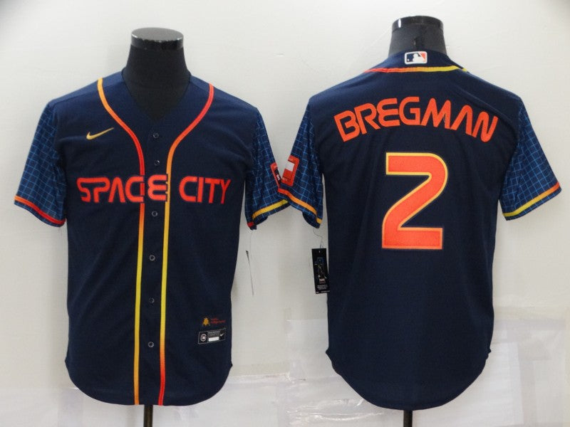 Men’s Houston Astros Alex Bregman #2 Navy Space City Jersey