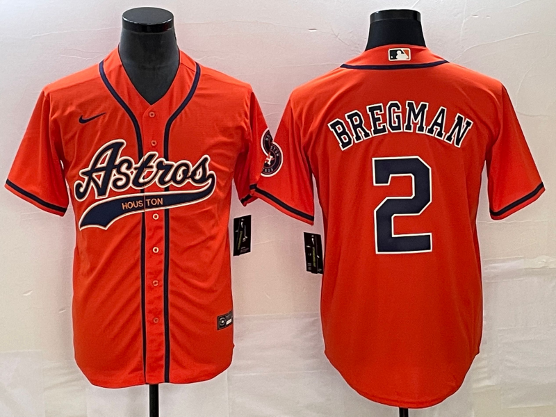 Men’s Houston Astros Alex Bregman #2 Orange Jersey Joint Edition