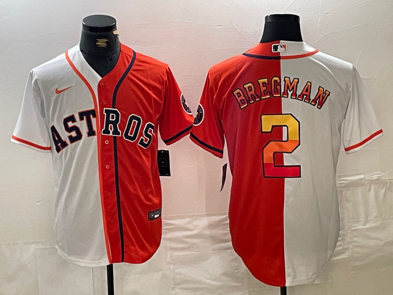 Men’s Houston Astros Alex Bregman #2 White/Orange Jersey