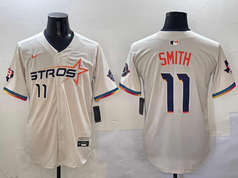 Men’s Houston Astros Cam Smith #11 Cream 2025 City Connect Limited Jersey