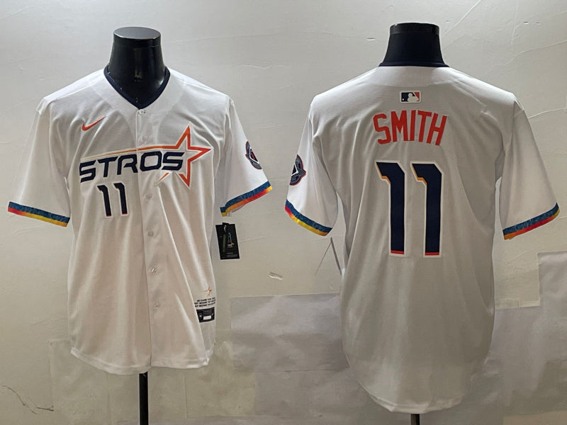 Men’s Houston Astros Cam Smith #11 White 2025 City Connect Limited Jersey