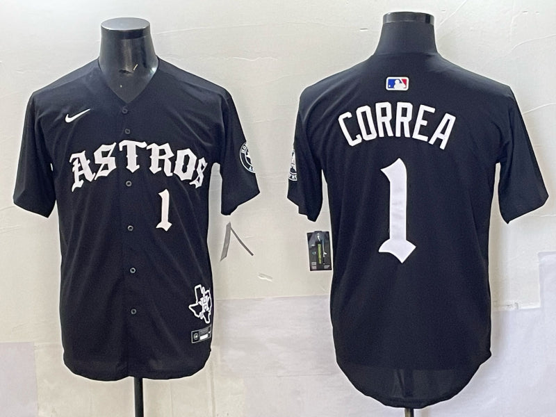 Men’s Houston Astros Carlos Correa #1 Black Jersey
