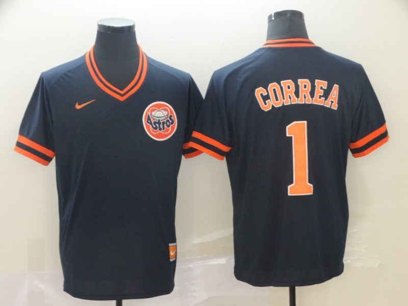 Men’s Houston Astros Carlos Correa #1 Navy Authentic Jersey