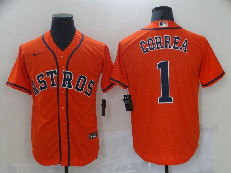Men’s Houston Astros Carlos Correa #1 Orange Baseball Jersey