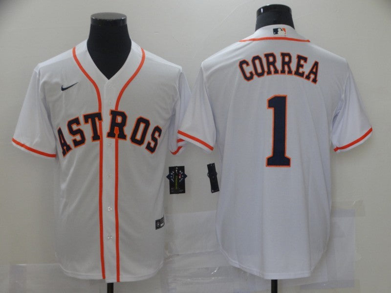 Men’s Houston Astros Carlos Correa #1 White Baseball Jersey