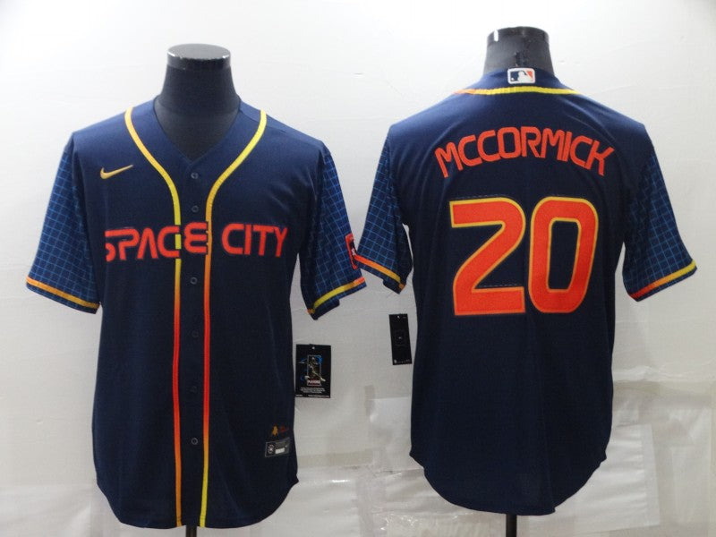 Men’s Houston Astros Chas McCormick #20 Navy Space City Jersey