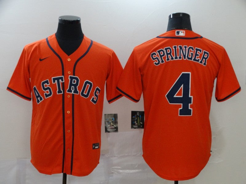 Men’s Houston Astros George Springer #4 Orange Baseball Jersey