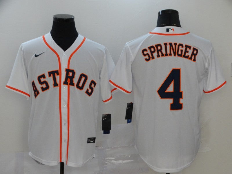 Men’s Houston Astros George Springer #4 White Baseball Jersey