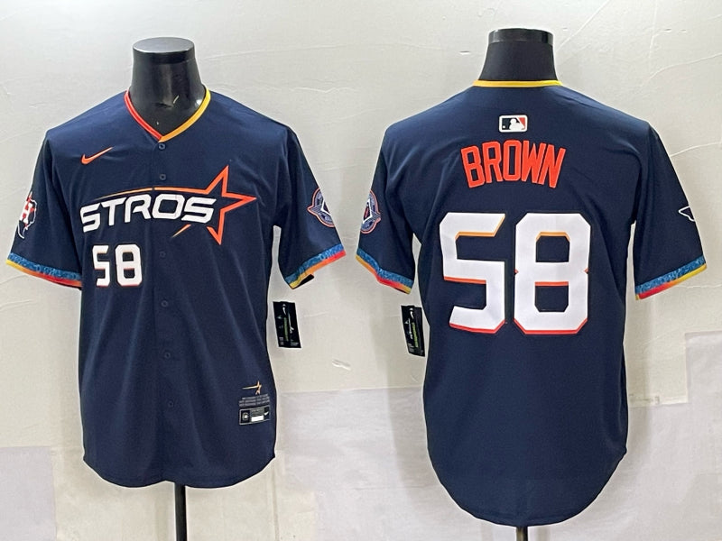 Men’s Houston Astros Hunter Brown #58 Navy 2025 City Connect Limited Jersey