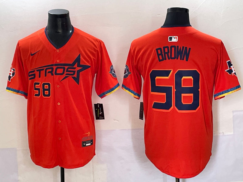Men’s Houston Astros Hunter Brown #58 Orange 2025 City Connect Limited Jersey
