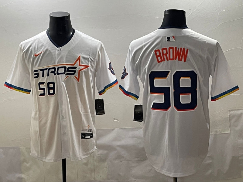 Men’s Houston Astros Hunter Brown #58 White 2025 City Connect Limited Jersey