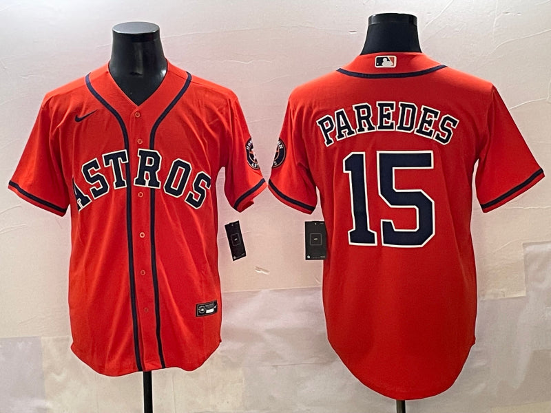 Men’s Houston Astros Isaac Paredes #15 Orange Jersey