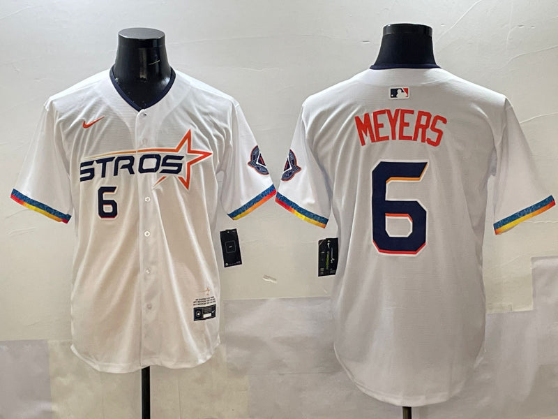 Men’s Houston Astros Jake Meyers #6 White 2025 City Connect Limited Jersey